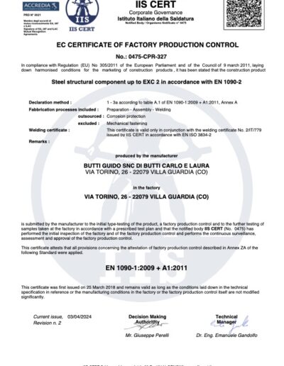 Certificato UNI EN ISO 1090-1 - rev2024